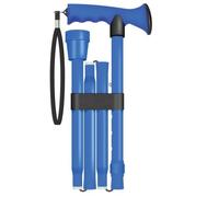 Gel Handle Walking Stick Comfort Gel Handle For Arthritis, For Elderly Disabled, Folding Adjustable Height, Plain Black, Right Or Left Handed Non-Slip Ferrule Wrist Strap, Lightweight (Blue)