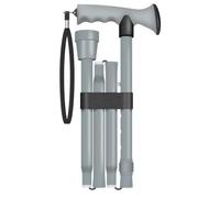 Gel Handle Walking Stick Comfort Gel Handle For Arthritis, For Elderly Disabled, Folding Adjustable Height, Plain Black, Right Or Left Handed Non-Slip Ferrule Wrist Strap, Lightweight (Grey)