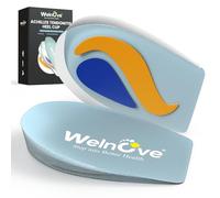 Gel Heel Cups for Plantar Fasciitis - Welnove TPE Shock Absorption Heel Pads for Achilles Tendonitis, Washable Heel Cushion Inserts for Heel Spur Pain Relief, Shoe Lift Support for Men Women Blue,S