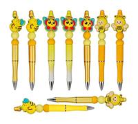 Gel Ink Pens - Cartoon Bee Design, Silicone Grip Comfort Hold, Detachable Decorative Structure, Creative Craft Writing Smooth Flow Coloring Journal Scrapbooking Accessory | For Boys Girls Students