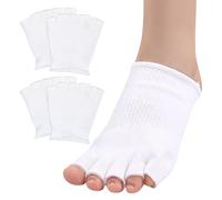 Gel-Lined Compression Toe Separating Socks 4pcs Open Toe Alignment Separator Socks Relieves Ball of Foot Pain Aching Corns Metatarsalgia Overlapping Toes Pinched Toes for Moisturizing Care (2Pairs)