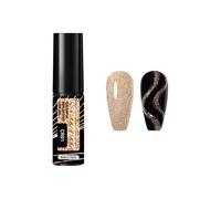 Gel Liner Nail Art Kit, 6 Colors Nail Polish Set With Nail Art Brushes, Nail Art Tools, Dynamic Fragmented Diamonds Pull Cord Nail Polish Gel, for DIY Craft (Rose Gold)