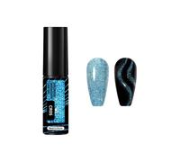 Gel Liner Nail Art Kit, 6 Colors Nail Polish Set With Nail Art Brushes, Nail Art Tools, Dynamic Fragmented Diamonds Pull Cord Nail Polish Gel, for DIY Craft (Blue)