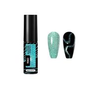Gel Liner Nail Art Kit, 6 Colors Nail Polish Set With Nail Art Brushes, Nail Art Tools, Dynamic Fragmented Diamonds Pull Cord Nail Polish Gel, for DIY Craft (Green)