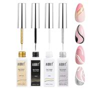 Gel Liner Nail Art Polish Set 10ml, 4 Colors Nail Design Paint with Thin Nail Art Brush in Bottle for Swirl/Euphoria Nail French Tips Manicure Painting DIY at Home