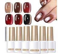 Gel Magnetic Nail Polish - 6 Shade Salon Manicure Kit, Glitter, Luminous Holographic Finish, Magnet Based Radiant Shimmer Look | For Women Girls Weekend Celebration Wedding Festival Evening Tr