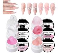 Gel Nail Building - 6 Colours Solid Manicure Top Coat | 3D Nail Gel | for Home Studio Beauty Modelling Extension Art Design