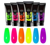Gel Nail Color Kit, Glow in the Dark Extension Nail Gel, 6 Colors Glitter Long Lasting Salon Manicure Art Extension Glue for Girls Creative Designs