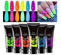 Gel Nail Color Kit,Women Glow in The Dark Gel Nail | 6 Colors Long Lasting Extension Glue Glitter Art Manicure for Women Girls