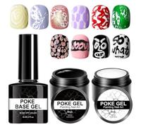 Gel Nail Kit | 3-Piece Multifunctional Manicure Tools | Lace Painting Gel Nail Design Polish - for Lace Letters Wave Flower Girls Adults Beginners Home Salon Birthday