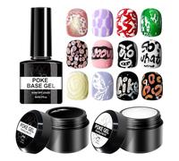 Gel Nail Kit - 3-Piece Multifunctional Manicure Tools - White and Black Poking Gel Nail Polish | for Women Girls Beginners Home Salon Drawing Painting Lace Letters Wave