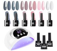 Gel Nail Kit 6 Colors Gel Nail Polishes Set with 54W UV Lamp for Gel Nails,Glossy & Matte Top and Base Coat,Gray White Pink Gel Nail Polish Set with Lamp Starter Kit for Nail Art DIY at Home…