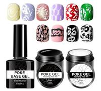 Gel Nail Kit - Fine Liner Designing, Monochrome Paint Set | Professional Naiil Decorating Tools For Intricate Patterns French Tips Geometry Stamping Stencil