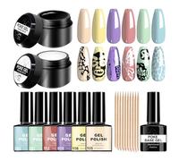 Gel Nail Kit, Long Lasting Gel Manicure Set White Black | Professional Cosmetics Collection for Home Salons for Wedding Holidays, Parties, Random Shows