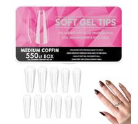 Gel Nail Kit - Nail Kit | Clear Acrylic False Press On Nails Tip | 550Pcs Medium Coffin Pre Shaped Full Cover Fake Tips | Easy Artifical Extensions Kits For Women Manicure Art Salon