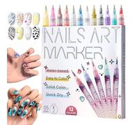 Gel Nail Markers - Fine Tip Pens Quick Dry Formula Smudge Proof Design Twelve Piece Set | Home, Salon, Studio, Manicure, Pedicure, Creative, , Hobbyist,