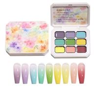 Gel Nail Paint | No Smudging Nail Polish with 9 Colors,Professional Palette Stamping Tool 3D Sculpting Polish for Beginners Family Salon Home