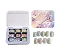 Gel Nail Palette - 9 Color Textured Concealer Gel Polísh, Nine Square Grid Offline Blush, Gradient Patting Manicure Paint, Salon Quality for Women Girls Home Travel