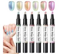 Gel Nail Pens - 6 Pieces Portable - Long Lasting Top And Base Coat Coloring