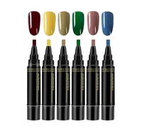 Gel Nail Pens - Quick Dry Formula, Fine Tip Accuracy, Six Vibrant Colors, Beginner-friendly Set | For Home Salon Personal Use, Detailed Creative Designs