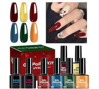 Gel Nail Polish - 2inch Art Cosmetics Quick Dry for Wedding, Long-Lasting with Polished finish, 6 Color Fingernail Gels Polish for Makeup, Beach, Dating, Travel, and Daily Use