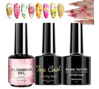 Gel Nail Polish - 3X Top Coat Base Coat Women Nail Blooming Gel,Portable Home Salon Spreading Effect Manicure for Traveling, Gathering