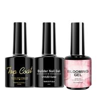 Gel Nail Polish - 3X Top Coat Base Coat Women Nail Blooming Gel | Portable Home Salon Spreading Effect Manicure for Traveling, Gathering