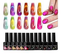 Gel Nail Polish, Girls Cat's Eye Gel Nails, Set of 12 Supplies, Beginner to Professional for Women Wedding Party Salon