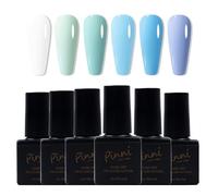 Gel Nail Polish Kit Summer Styles 6Pcs Trendy Soft Pure White Mint Green Baby Blue Macaron Candy Gel Polish Nail Art, Holiday Vacation Gift for Girls Women DIY Manicure,5ML