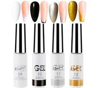 Gel Nail Polish Liner Set - 4 Colors Black, White, Gold, Silver Gel Polish, French Nail Art Design, UV Shellac Colour For Fineliner, Women's DIY Home Salon, Colours For Nails