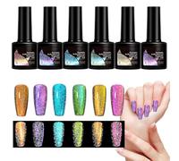 Gel Nail Polish Magnetic | Glittering Rainbow Nail Gel,Portable Shimmer Fingernail Colors for Women Ladies Beauty Lovers Students Salon Travel Wedding Party
