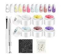 Gel Nail Polish, Natural Gradient Painting Art Gel Kit for Nail, Professional Sculpting Solid Glue Natural Kit for Travel Home Salon Women Family Colleagues Beginners