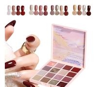 Gel Nail Polish Palette - 16-Color Solid Gel Nail Polish Set, Long Lasting Cream Gel Polish | Home Salon Matte Glitter Nail Polish Palette, Durable Solid Nail Polish Glue For Women Girls
