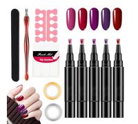 Gel Nail Polish Pen, 5X Nail Paint, Quick-Drying Nail Polish, Manicure Nail Pens, Convenient Nail Pens Manicure, Easy To Use, Portable for At Home Nail Care Salon