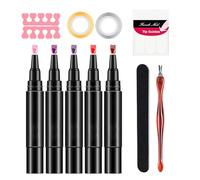 Gel Nail Polish Pen, 5X Nail Paint, Quick-Drying Nail Polish, Manicure Nail Pens, Convenient Nail Pens Manicure, Easy To Use, Portable for At Home Nail Care Salon