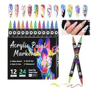 Gel Nail Polish Pens, Double Tip Manicure Quick Drying Point Tool, 12 Colours Nail Polish Pens for Women Girls Home Salon Manicure Parties Practice Projects