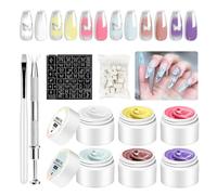 Gel Nail Polish,Professional Gel Nail Polish Glue Kit - Solid Sculpting Supplies Natural Salon Kit for Beginners Travel Home Family Colleagues Friends