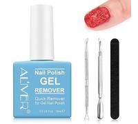 Gel Nail Polish Remover 15 Ml, Peel off in 3-5 Min, Easy Quick Remove Gel Nail, Acrylic & UV Nail, Without Foil Soak or Wrap, Do Not Hurt Nails, with Nail File, Cuticle Pusher and Nail Polish Scraper