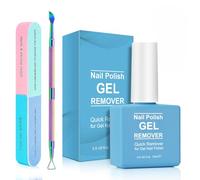 Gel Nail Polish Remover 15ml with Nail File & Nail Polish Scraper, Professional Gel Polish Remover, Easily & Quickly Remove Nail Polish in 3-5 Minutes, Doesn't Hurt Nails