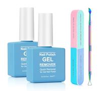 Gel Nail Polish Remover 2 pack with Nail File & Nail Polish Scraper, Professional Gel Polish Remover for Nails, Easily & Quickly Remove Nail Polish in 3-5 Minutes, Doesn't Hurt Nails