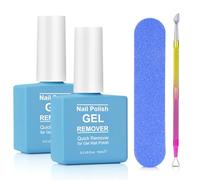 Gel Nail Polish Remover 2 pack with Nail File & Nail Polish Scraper, Professional Gel Remover for Nails, Easily & Quickly Remove Nail Polish in 3-5 Minutes, Doesn't Hurt Nails