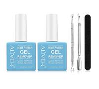 Gel Nail Polish Remover 2 Pcs, Peel off in 3-5 Min, Easy Quick Remove Gel Nail, Acrylic & UV Nail, Without Foil Soak or Wrap, Do Not Hurt Nails, with Nail File, Cuticle Pusher and Nail Polish Scraper