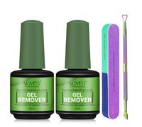 Gel Nail Polish Remover 2Pack, Gel Polish Remover Kit with Nail Polish Scaper and Nail Buffer Block, 15ml Gel Nail Remover, Quickly and Safely Removes Gel Polish in 2-5 Minutes