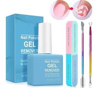 Gel Nail Polish Remover Kit, 15ml Easily & Quickly Gel Polish Remover with Cuticle Pusher, Nail Scraper and File, No Need Soaking Or Wrapping