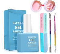Gel Nail Polish Remover Kit, 15ml Easily & Quickly Gel Polish Remover with Cuticle Pusher, Nail Scraper and File, No Need Soaking Or Wrapping