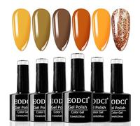Gel Nail Polish Set, 6 Colors Fall Orange Yellow Gel Polish Set Brown Gold Glitter Nail Polish Gel Soak Off LED Gel Nail Kit Holiday Manicure Nail Art Gel Polish Sparkle