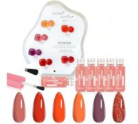 Gel Nail Polish Set 6 Colors - Summer Red Hot, Manicure UV LED Light Cure