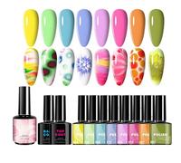 Gel Nail Polish Set - Multicolor Kit UV Soak Off Varnish Collection | Quick Dry Finish with Shiny Shine, Easy Application for Professional Manicure, Weddings, Summer Holidays