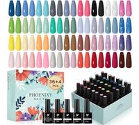 Gel Nail Polish Set, Phoenixy 72 Effects 36 Colors U V Gel Nail Polish with Glossy Matte Top Base Coat, Pink Yellow Blue Colours Polish Nail Kit Gift for Women