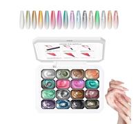 Gel Nail Polishing Colors - Sixteen Grid Patting Palette, Smooth Blend Artistic Manicure Design Set, Long Lasting No Wipe Formula | Beauty Studio Travel Practice Creative Styling Girls Women Mothers